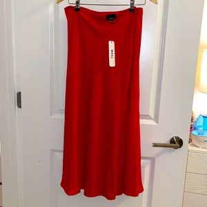 Okia red satin skirt